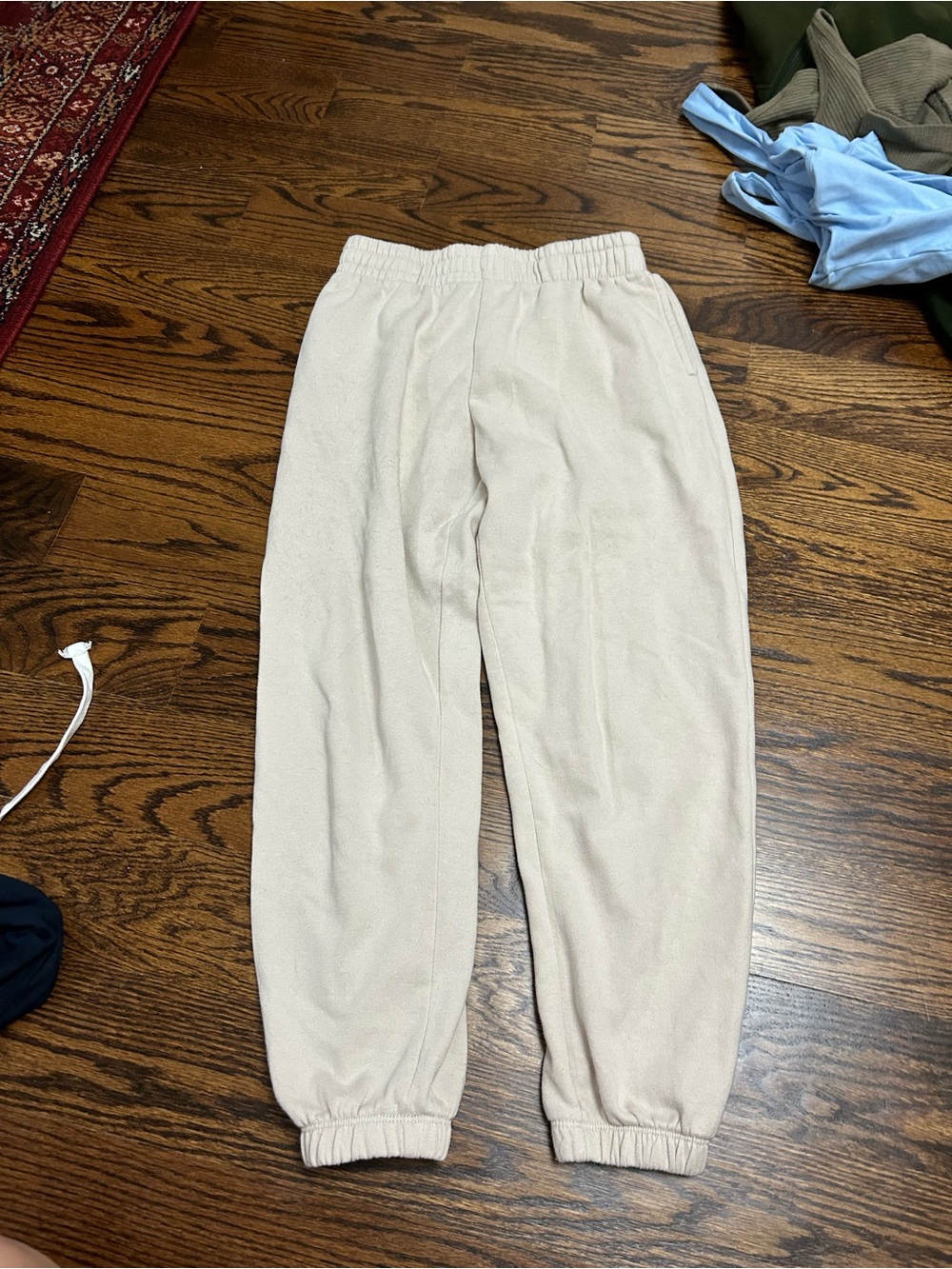 Garage Cream Elastic Waist Jogger Pants